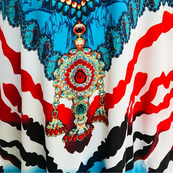 JESSICA TAYLOR Jewel and Animal Print CAFTAN Dress NWT One-Size - Picture 2 of 9